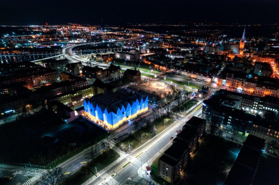 Ujęcie z drona – Zdjęcia nocne w Szczecinie
